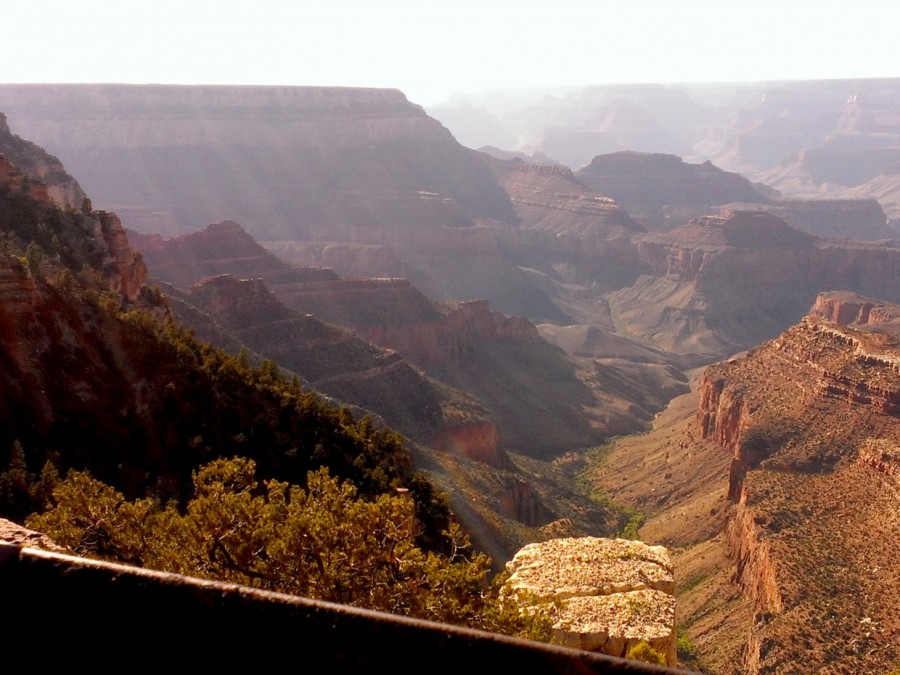 The afternoon sun streaming into the Grand Canyon