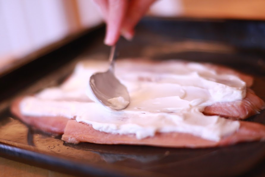 Easy Salmon with Creamy Dill Sauce - Simple Kitchen Series - by Abby Sasscer | Spreading Mayonnaise Done