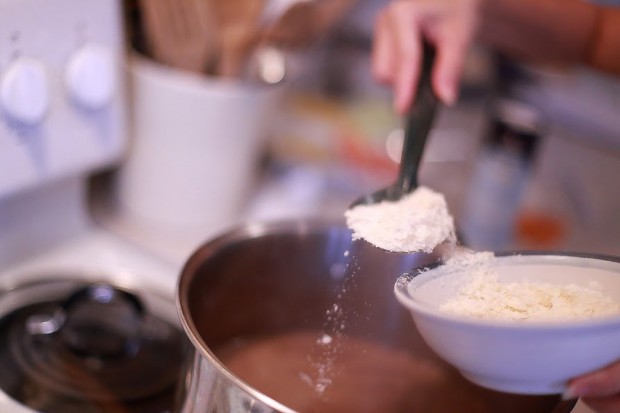 Easy Mexican Black Bean Soup Recipe – Simple Kitchen Series! by Abby Sasscer | Adding Flakes, Showing Consistency (Photograph by Caroline Meyers Photography)