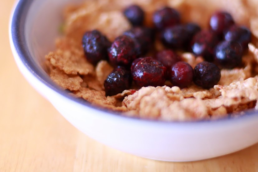 8 Simple Ways To Add More Fruits and Veggies To Your Family’s Diet - by Abby Sasscer | Bran Flakes with Frozen Blueberries